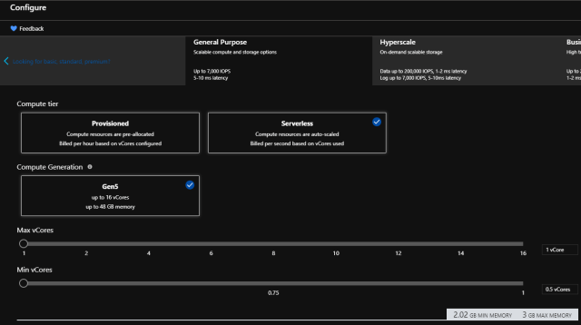 Moving To Azure SQL DB Serverless